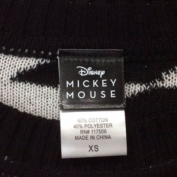 Disney Mickey Mouse Graphic Sweater Women's Size XS Black/White Check Pullover - Picture 3 of 10